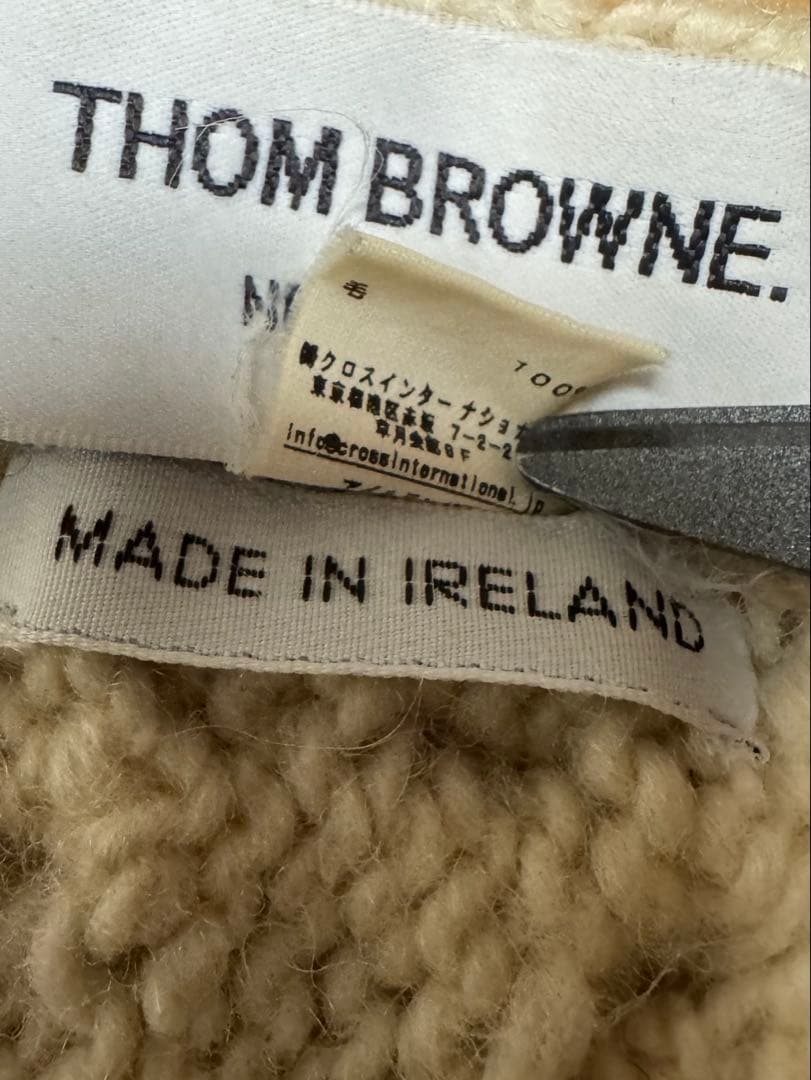 THOM BROWNEトムブラウン ケーブルニットマフラー アイボリー