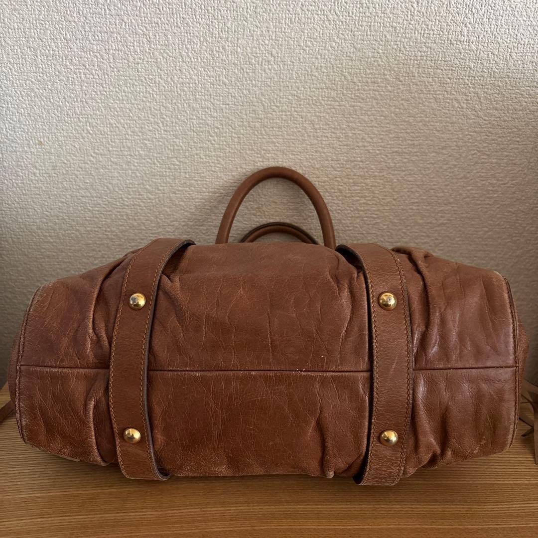 miumiu VITELLO LUX 2way ショルダーバッグ　ブラウン