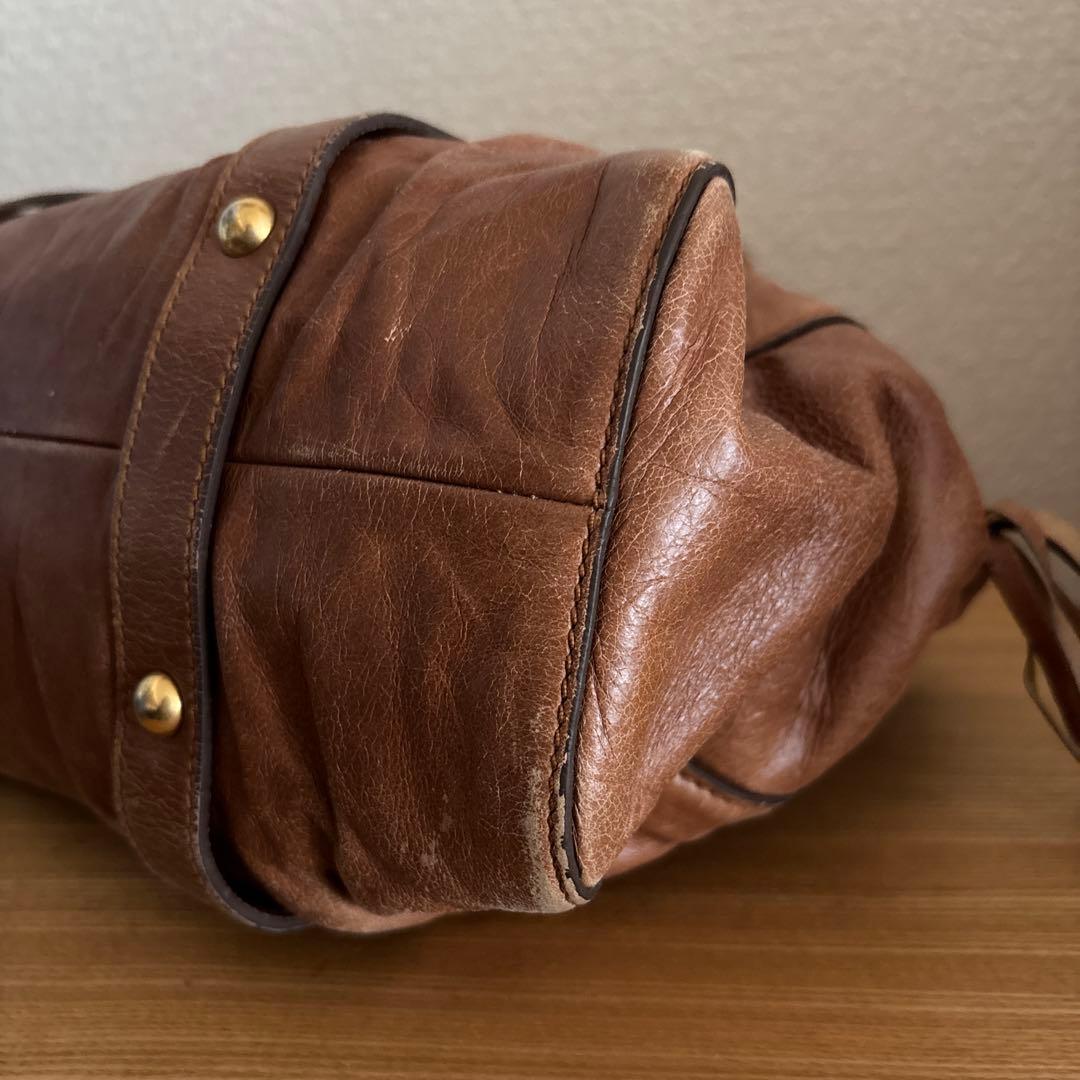 miumiu VITELLO LUX 2way ショルダーバッグ　ブラウン