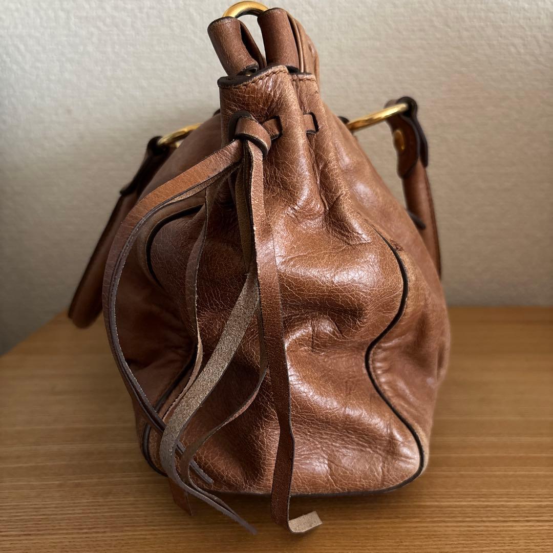 miumiu VITELLO LUX 2way ショルダーバッグ　ブラウン