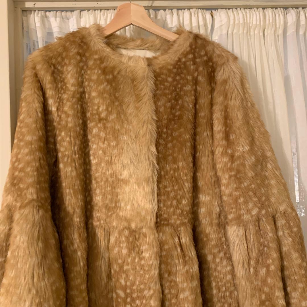 バンビ柄エコファーファーロングコート bibiy