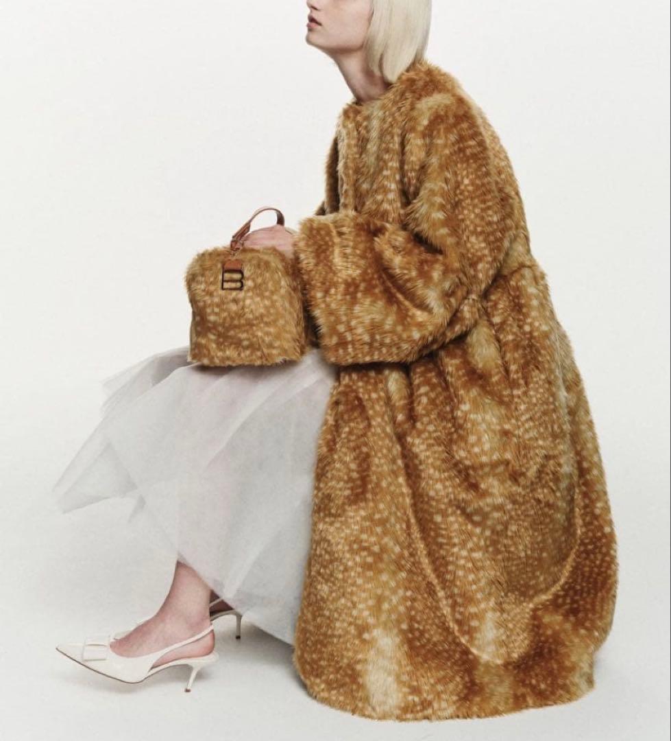 バンビ柄エコファーファーロングコート bibiy