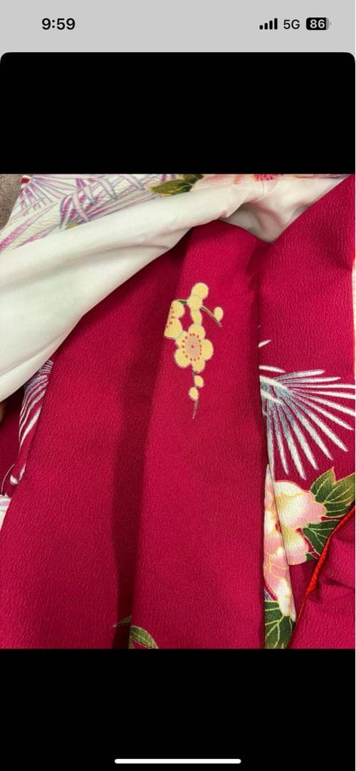 子供用着物 赤と白の花柄セット