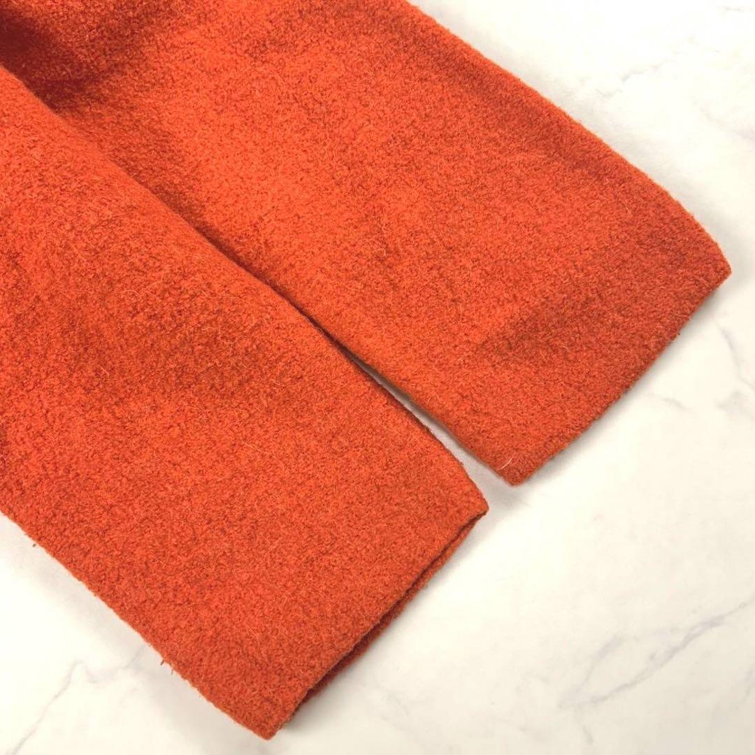 45R ウール縮絨フードコート ガウンコート オレンジ 軽量 ゆったり Lサイズ