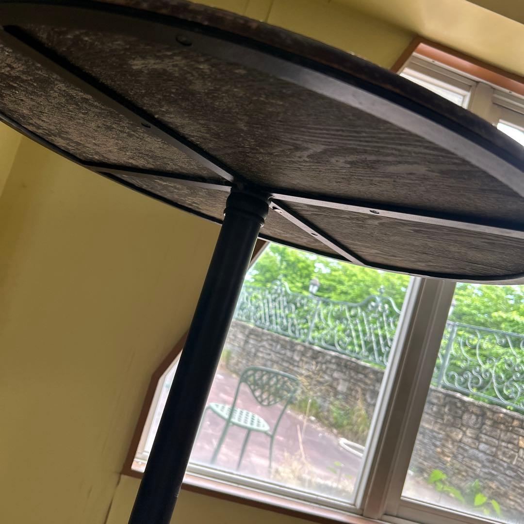 ビンテージ？30年前に購入　ダークブラウン円形木製ハイテーブル　60㎝