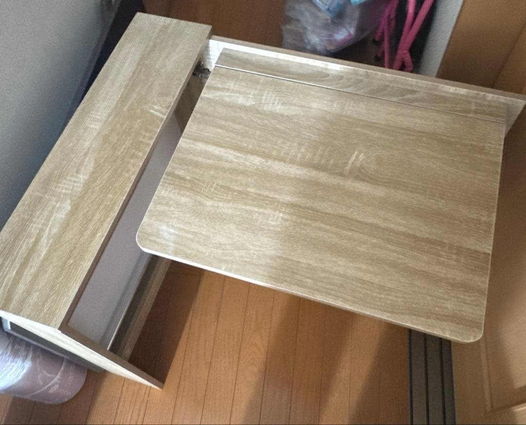 しまうデスク エムール オークナチュラル 組み立て済 (送料込み )