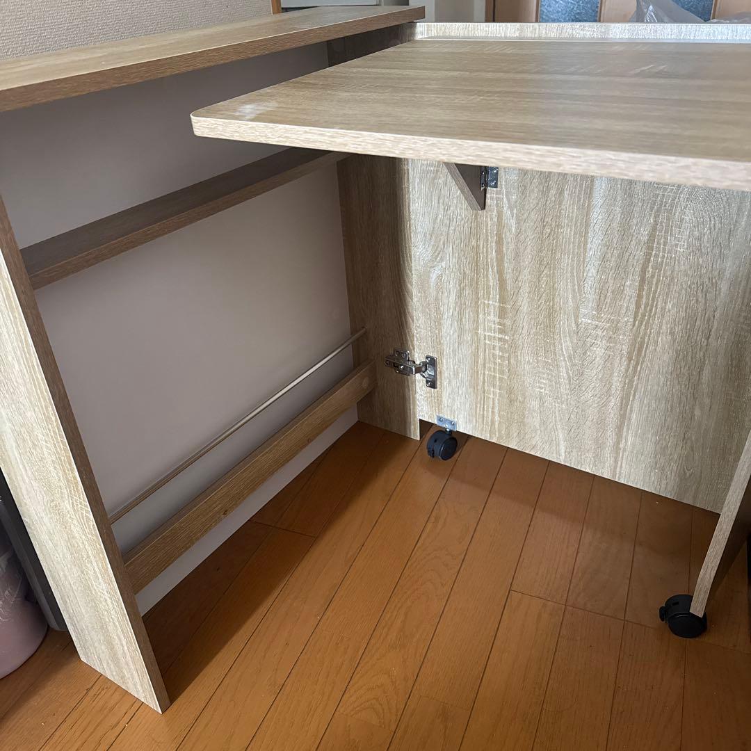 しまうデスク エムール オークナチュラル 組み立て済 (送料込み )