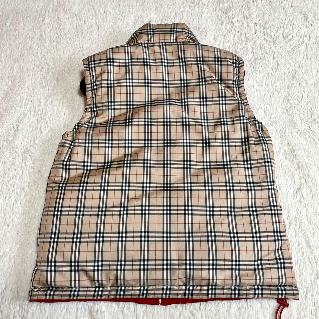 美品 BURBERRノバチェック リバーシブル ダウンベスト バーバリー ロゴ