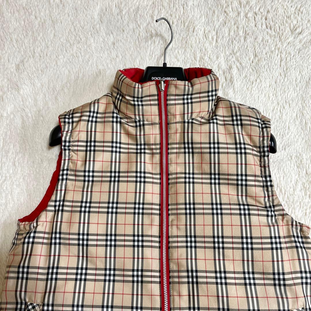美品 BURBERRノバチェック リバーシブル ダウンベスト バーバリー ロゴ