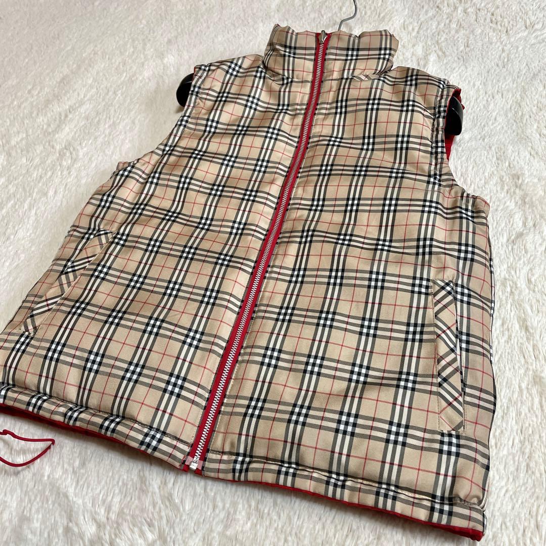 美品 BURBERRノバチェック リバーシブル ダウンベスト バーバリー ロゴ