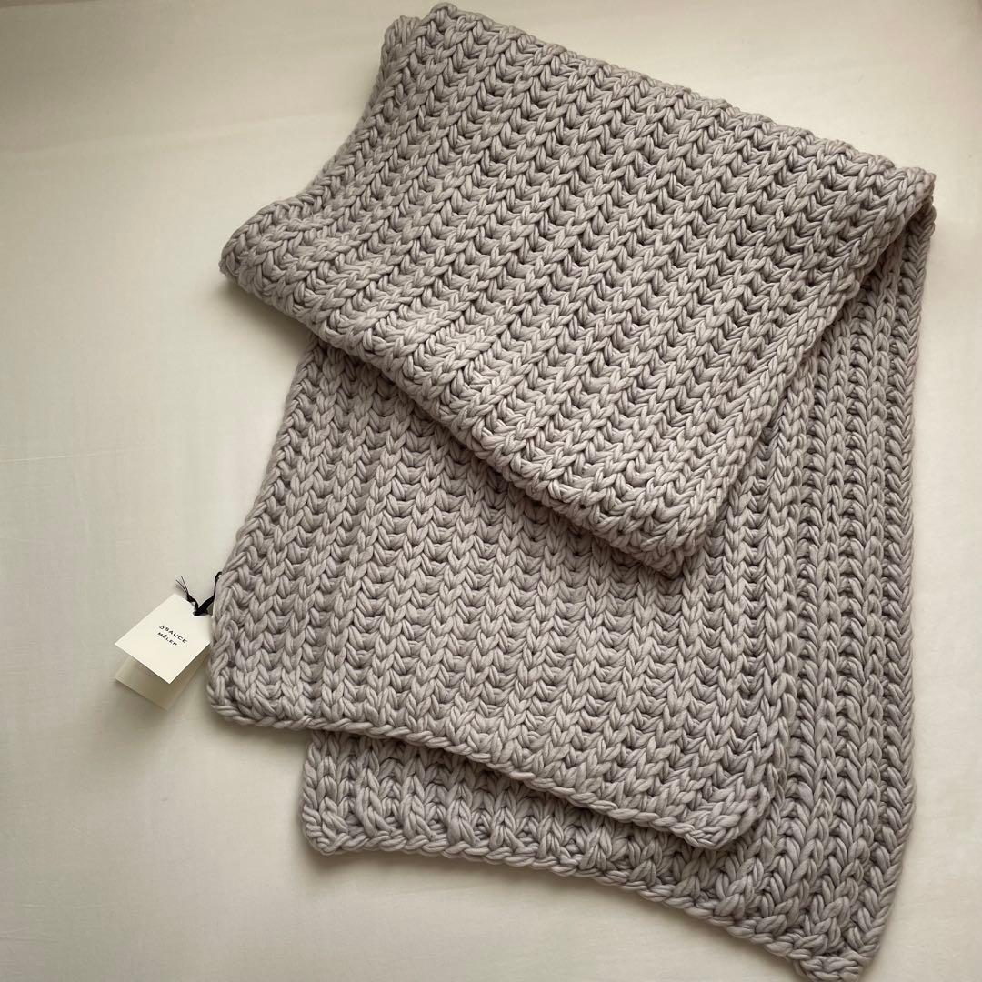 ASAUCE MELER チャンキーニットストール ライトグレー 新品