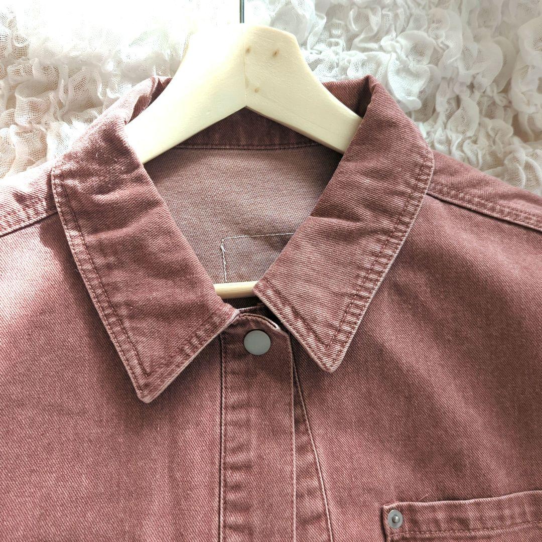 新品タグ付き LEPSIM フリンジパッチ BIGデニムシャツ ピンク