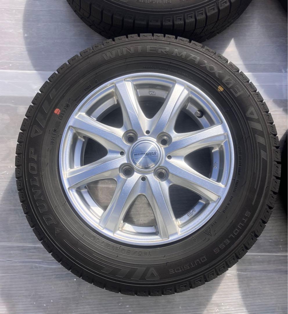 スタッドレスタイヤ　ホイール付4本【2021年】ダンロップ145/80R13