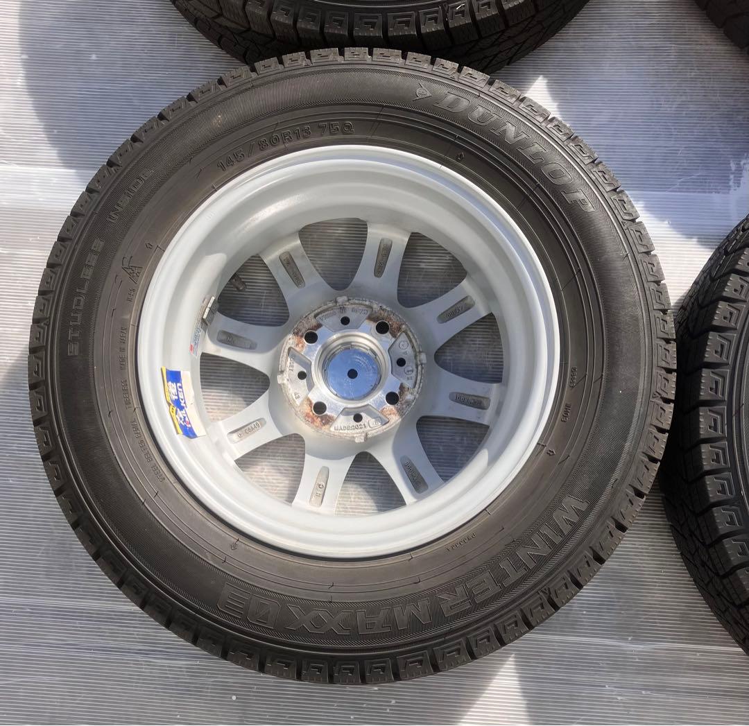 スタッドレスタイヤ　ホイール付4本【2021年】ダンロップ145/80R13