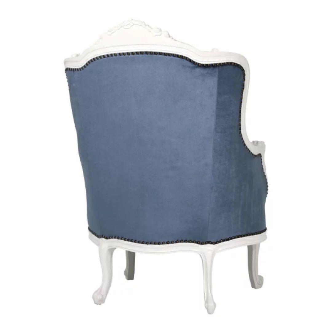 シングルソファ　1人掛けソファ　ブルー　ベルベット