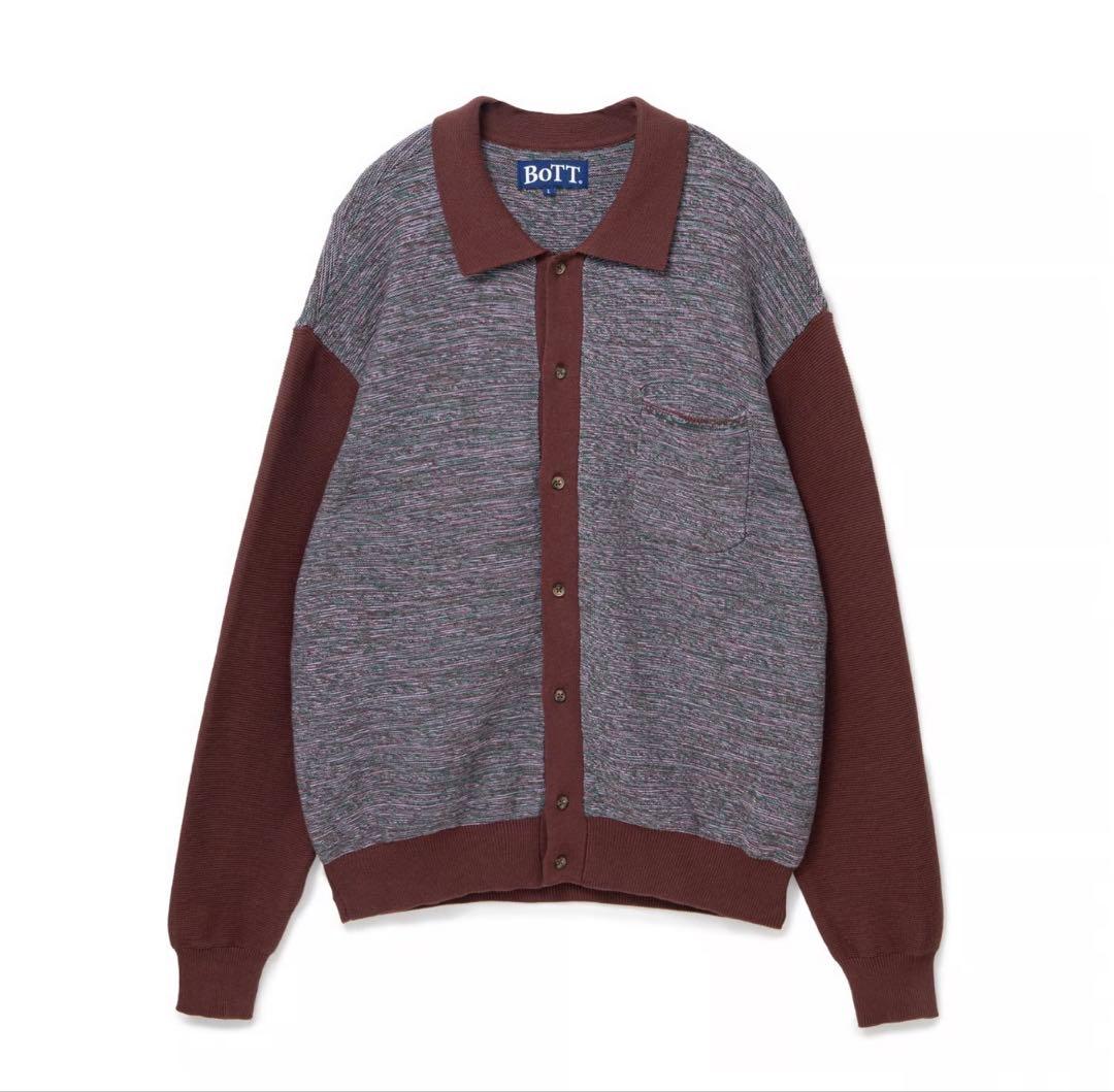 トップス BoTT MARLED KNIT POLO / BROWN