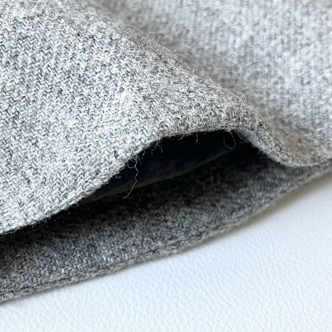 4980【美品】45R シェットランドツィードジャケット　チャーム付き　グレー