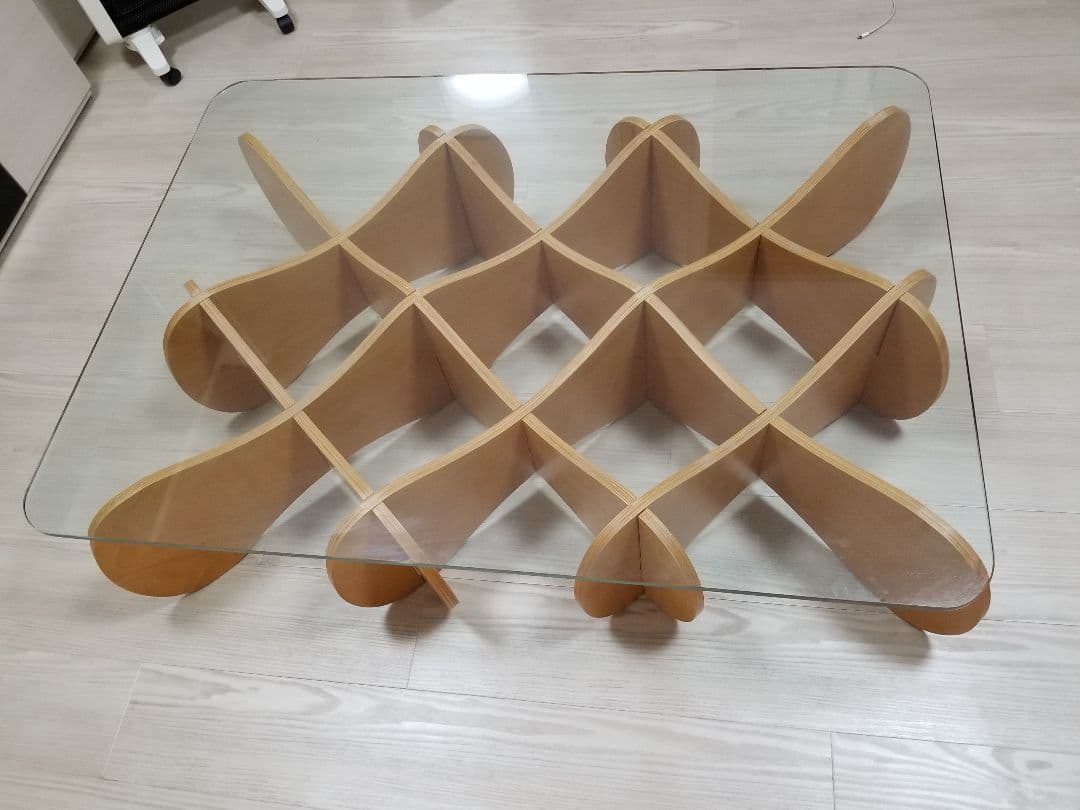 ガラス天板 木製センターテーブル