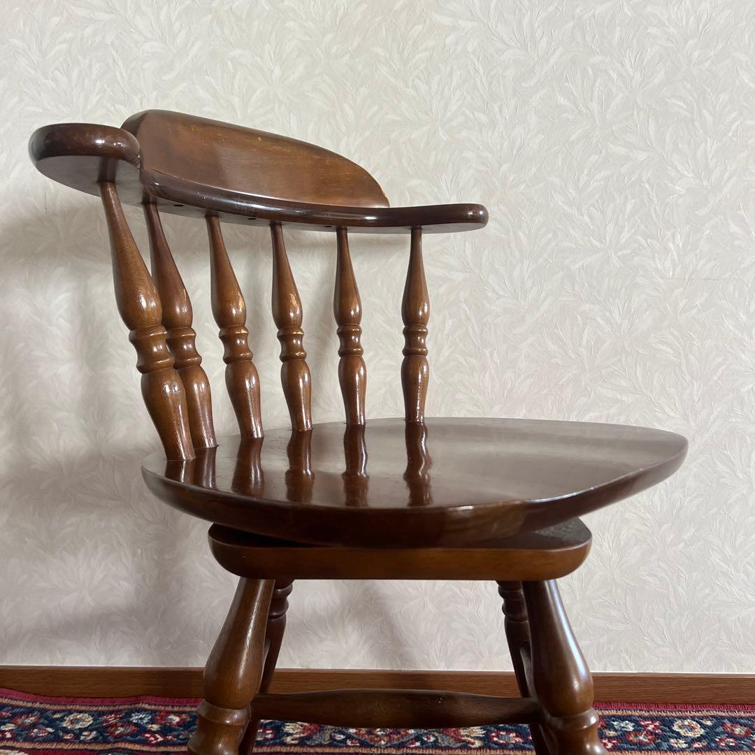 ウィンザーチェア 木製 回転チェア レトロ 回転式 ダイニングチェア ①