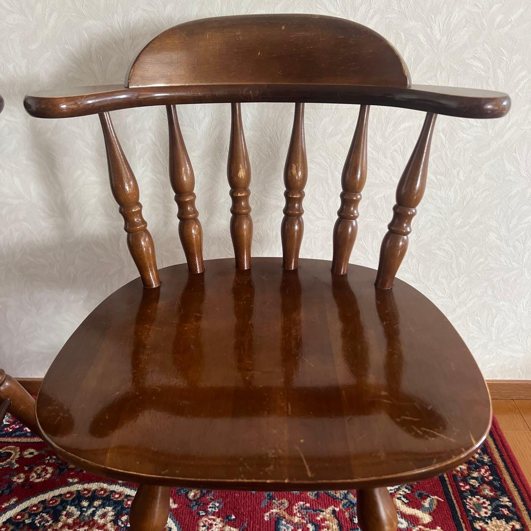 ウィンザーチェア 木製 回転チェア レトロ 回転式 ダイニングチェア ①