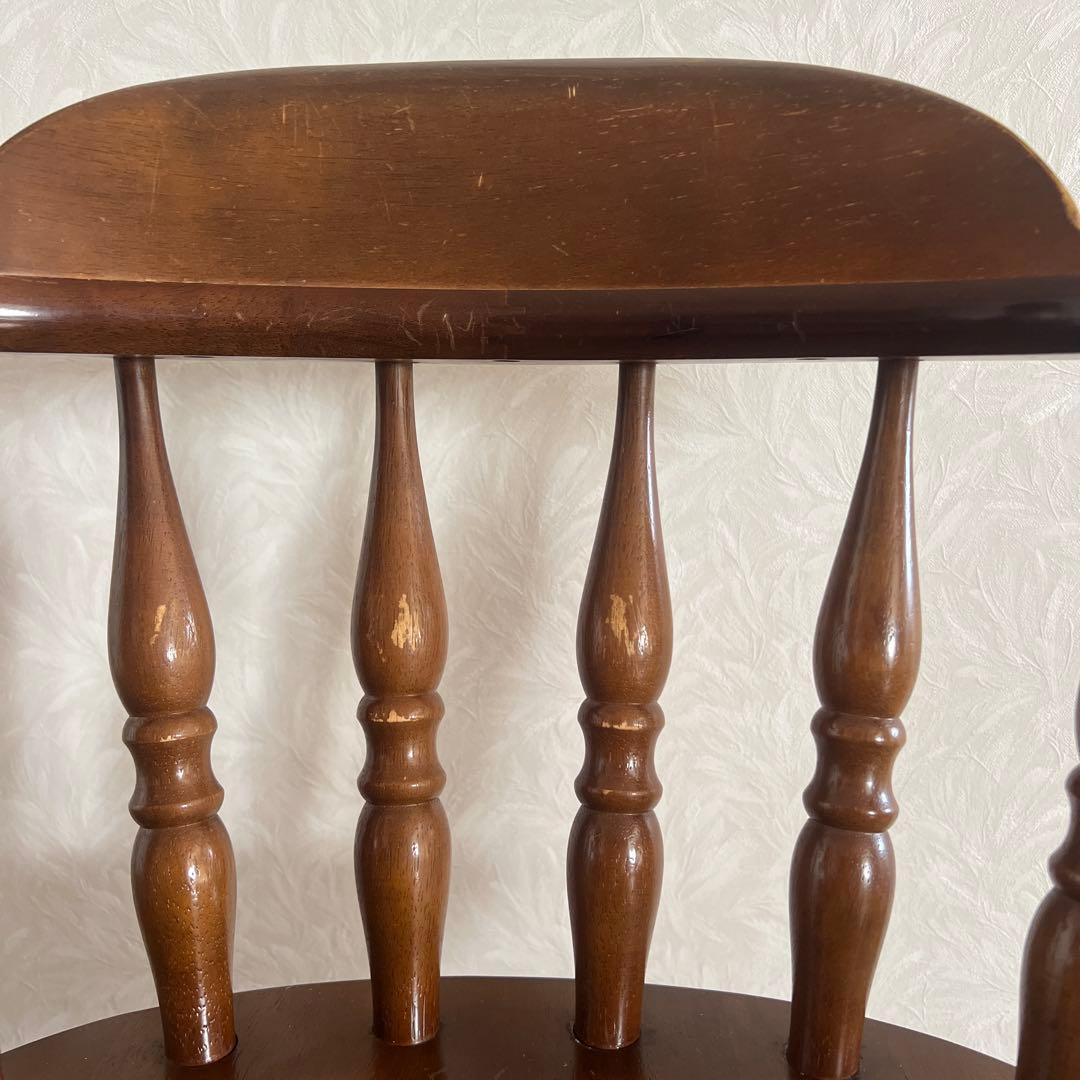 ウィンザーチェア 木製 回転チェア レトロ 回転式 ダイニングチェア ①