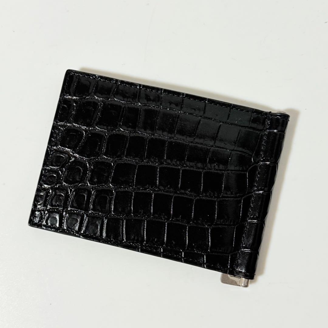 ⭐️未使用品⭐️ サンローラン　マネークリップ　クロコ型押し　シルバー金具