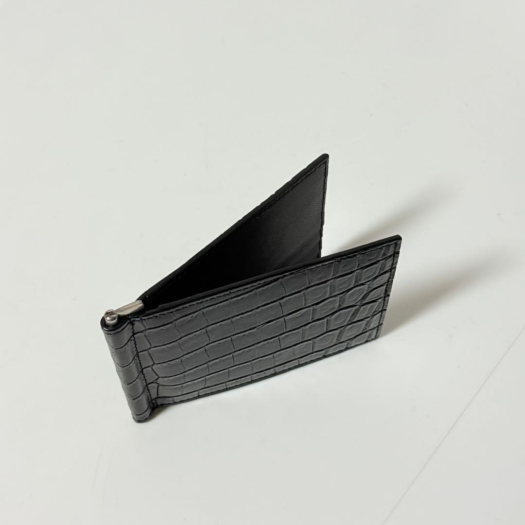 ⭐️未使用品⭐️ サンローラン　マネークリップ　クロコ型押し　シルバー金具