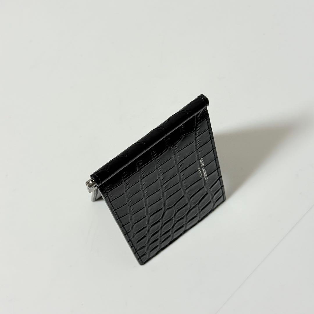 ⭐️未使用品⭐️ サンローラン　マネークリップ　クロコ型押し　シルバー金具