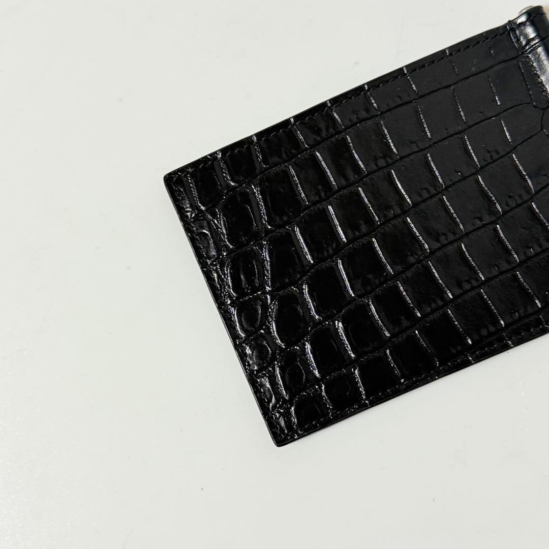 ⭐️未使用品⭐️ サンローラン　マネークリップ　クロコ型押し　シルバー金具
