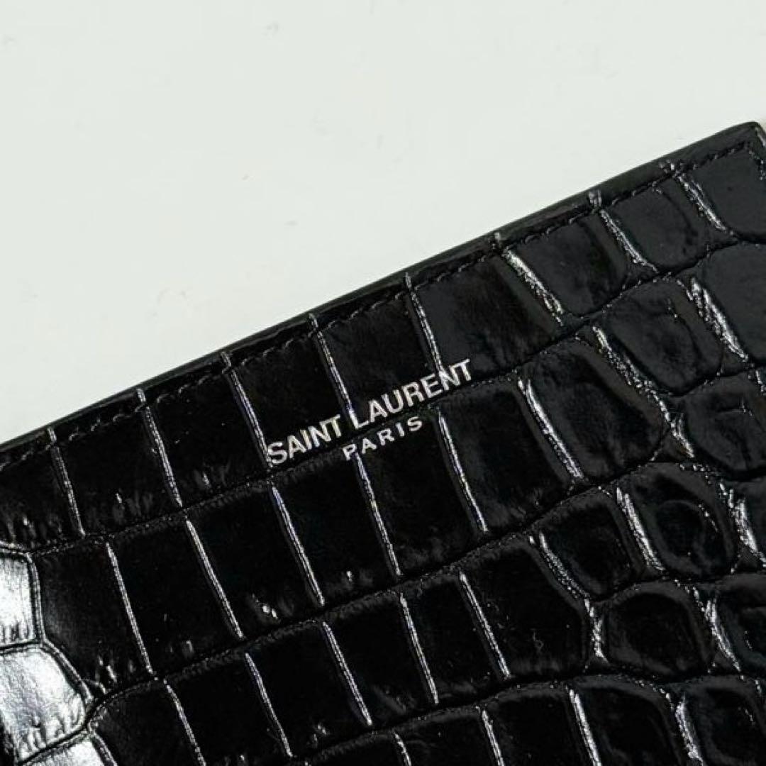 ⭐️未使用品⭐️ サンローラン　マネークリップ　クロコ型押し　シルバー金具