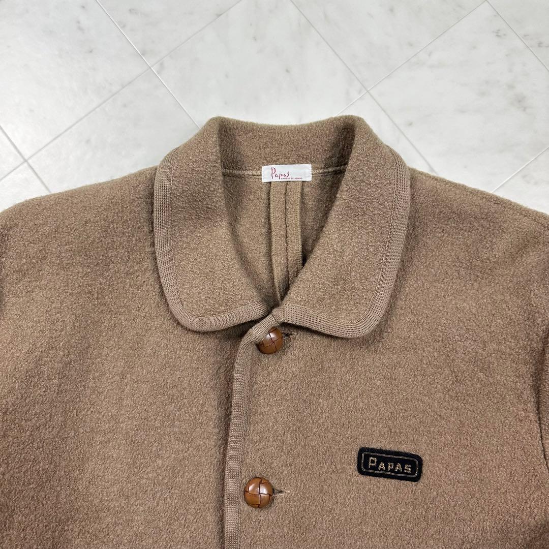 papas パパス【XL相当】ウールハーフコート ベージュ 胡桃ボタン