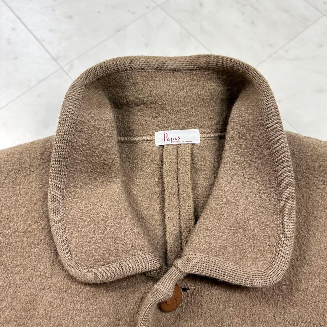 papas パパス【XL相当】ウールハーフコート ベージュ 胡桃ボタン