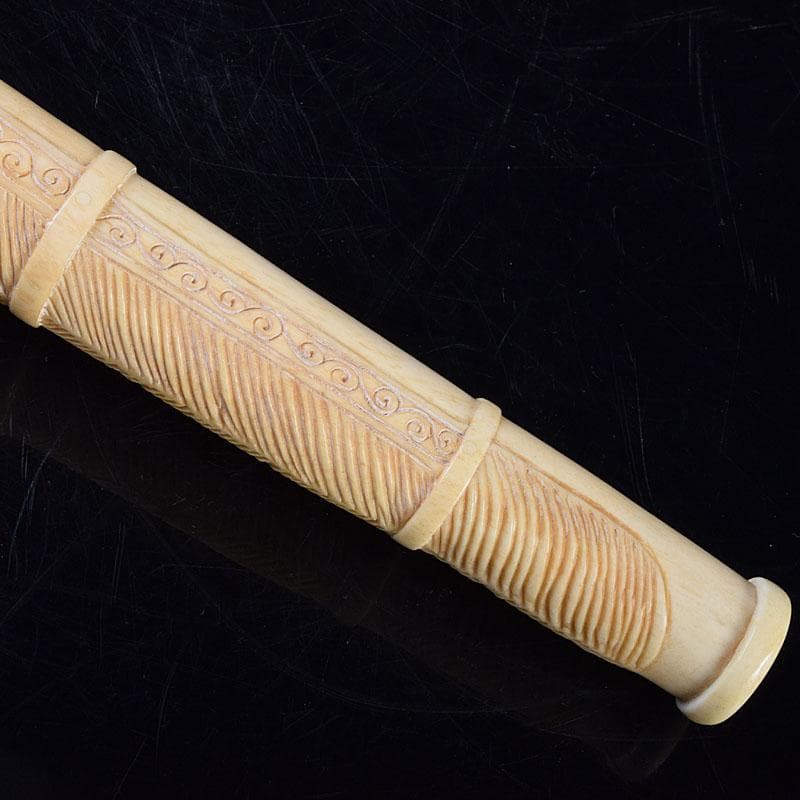 ナリトラ 時代提げ物　獣骨彫刻　銃型　矢立　筆入　C　9209