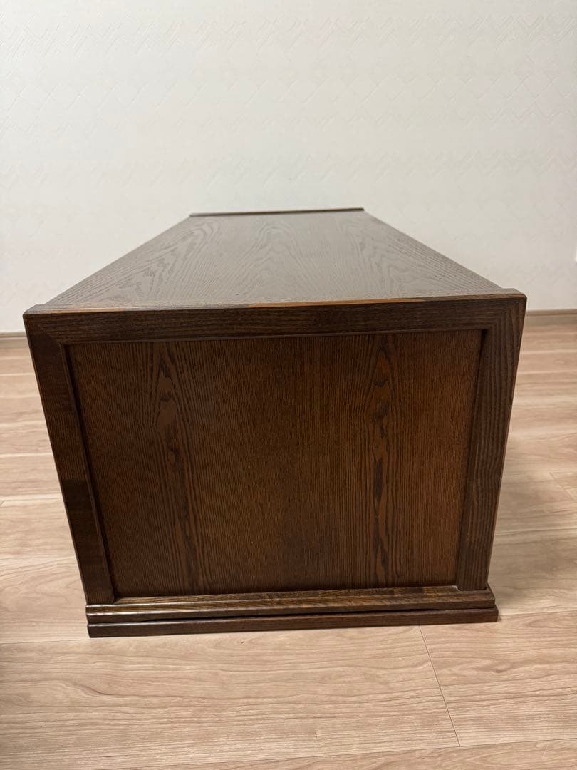 机　文机　座机　ローデスク　座卓　　　ダークブラウン木製デスク 5引き出し