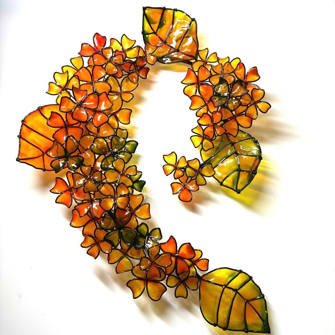 一点物　紫陽花リース　ワイヤークラフト　ディップアート　壁飾り