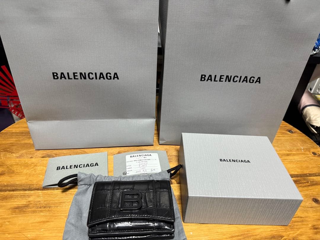 BALENCIAGA 財布 アワーグラス クロコダイルレザー 三つ折り