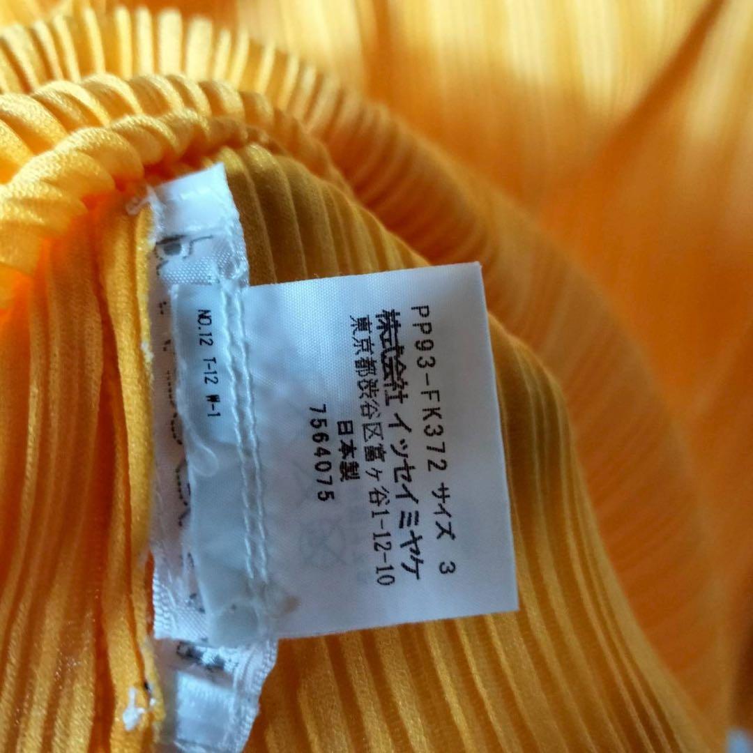 プリーツプリーズ イッセイミヤケ タートルネック 長袖カットソー オレンジ