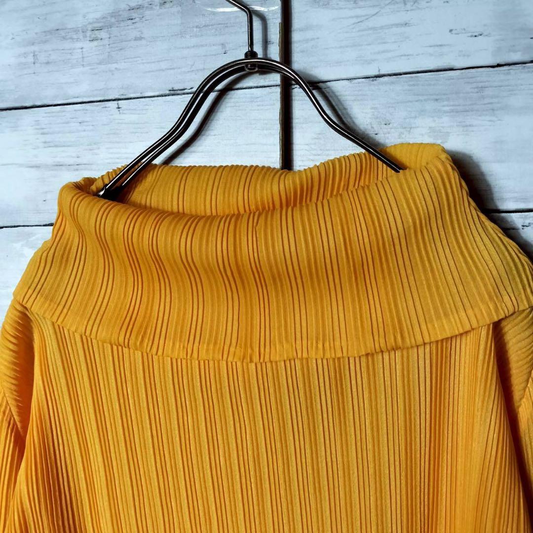 プリーツプリーズ イッセイミヤケ タートルネック 長袖カットソー オレンジ