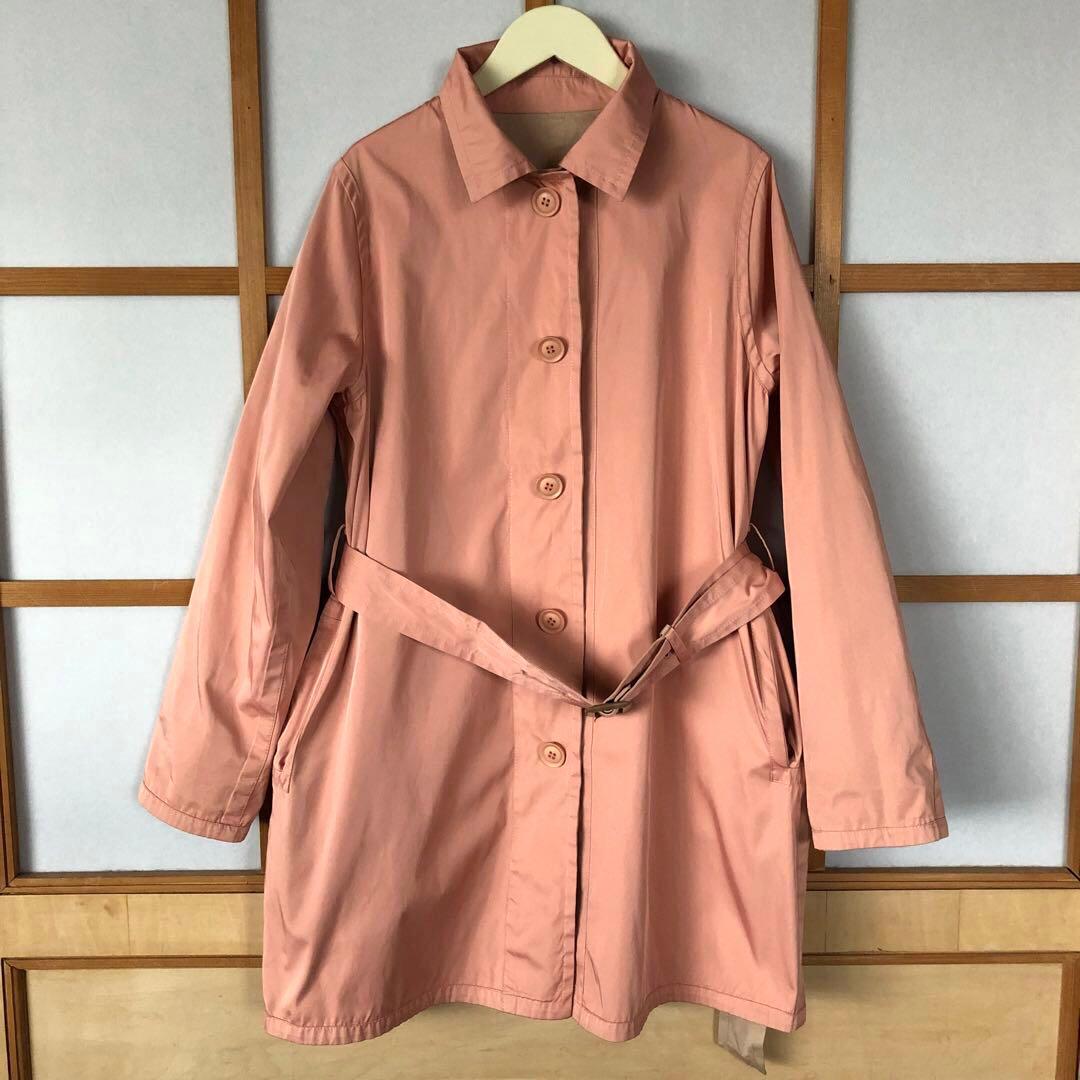 新品　ピノーレ　ステンカラー　リバーシブル　ハーフ　コート　バイカラー　L