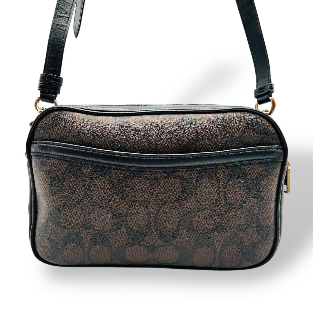 【人気】COACH コーチ　ショルダーバッグ ブラウン×ブラック　レザー　良品