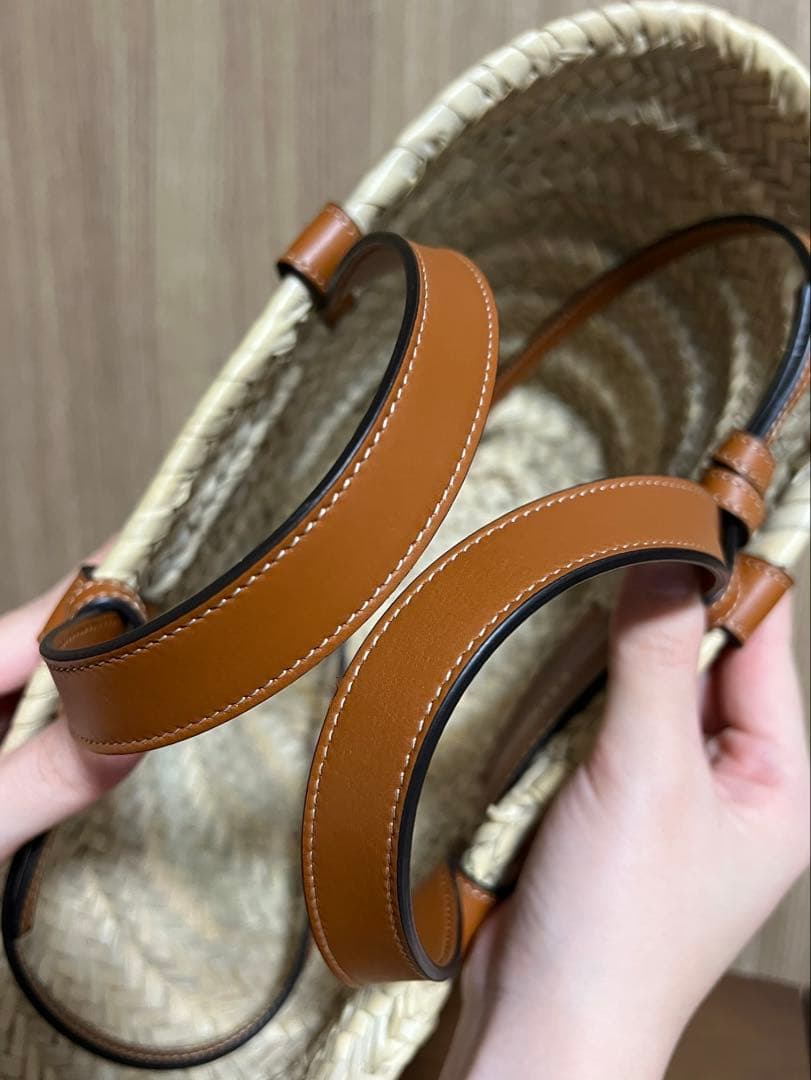 CELINE クラシック パニエ / ラフィア ＆ カーフスキン