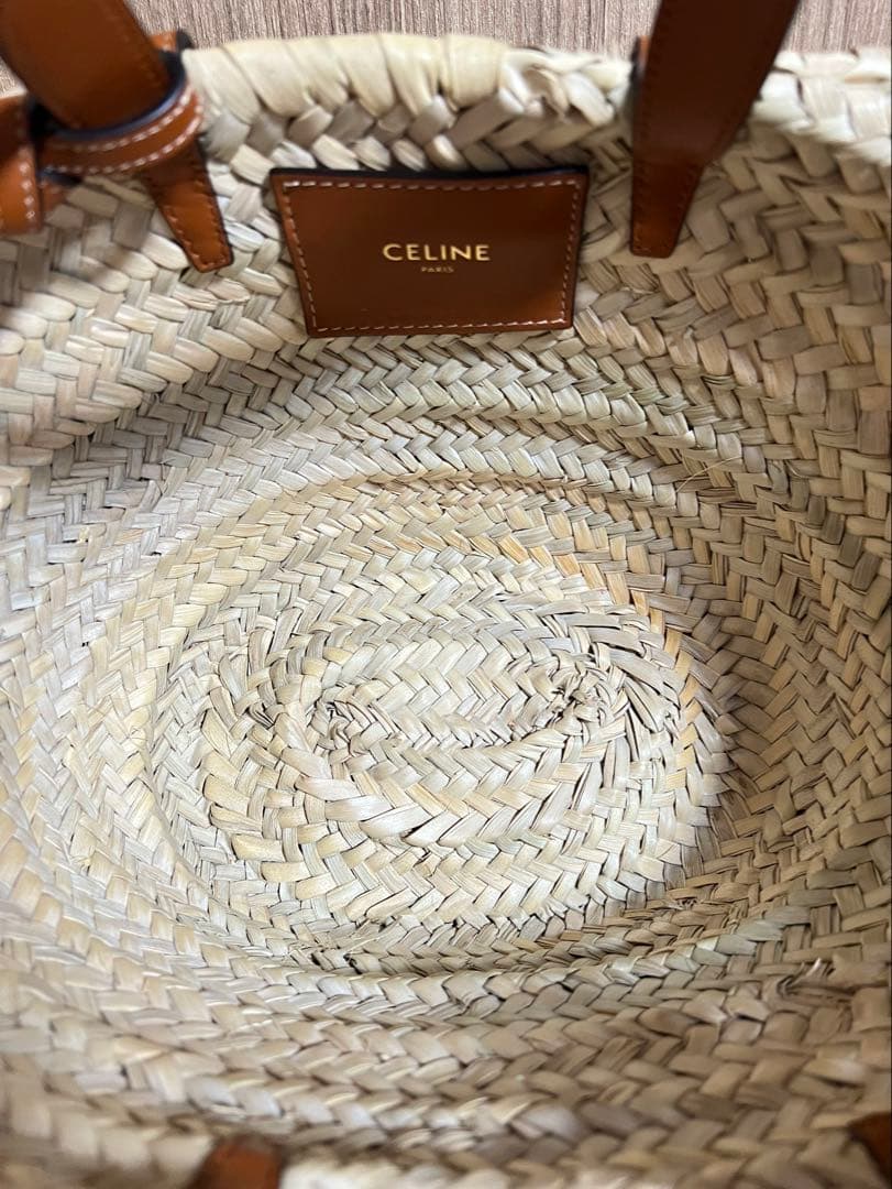 CELINE クラシック パニエ / ラフィア ＆ カーフスキン
