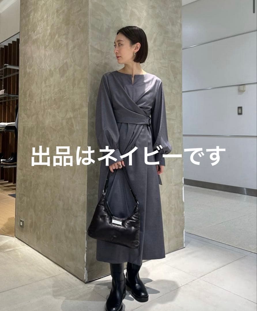 美品　ストレッチギャバジン カシュクールワンピース　エストネーション