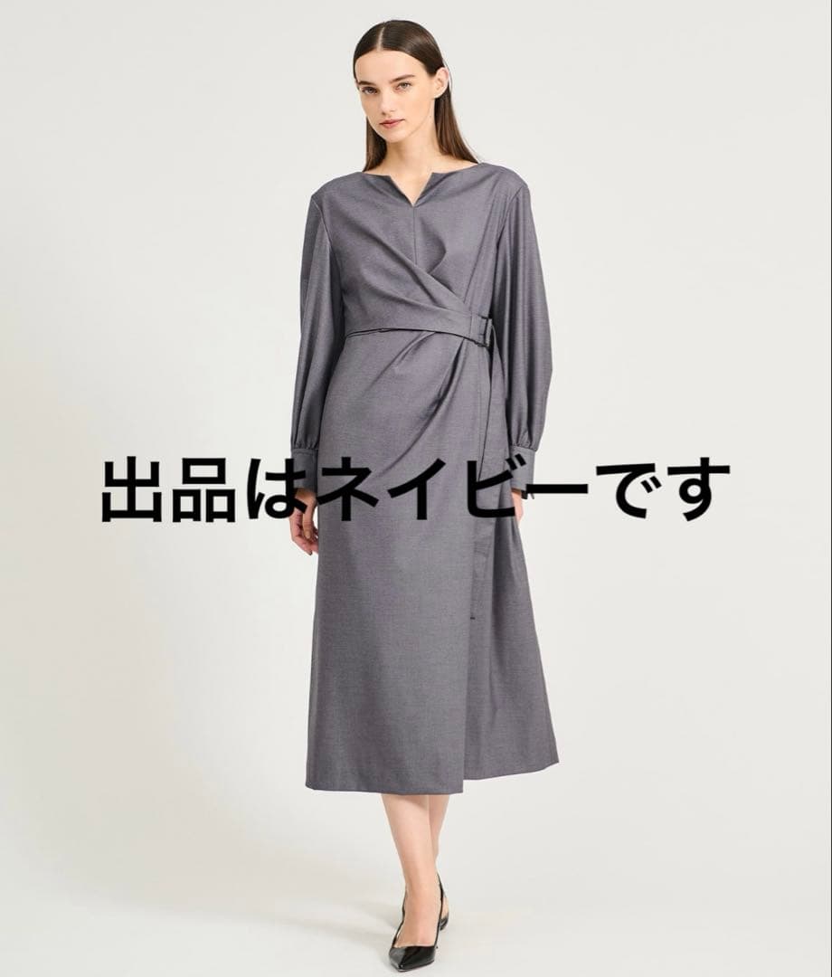 美品　ストレッチギャバジン カシュクールワンピース　エストネーション