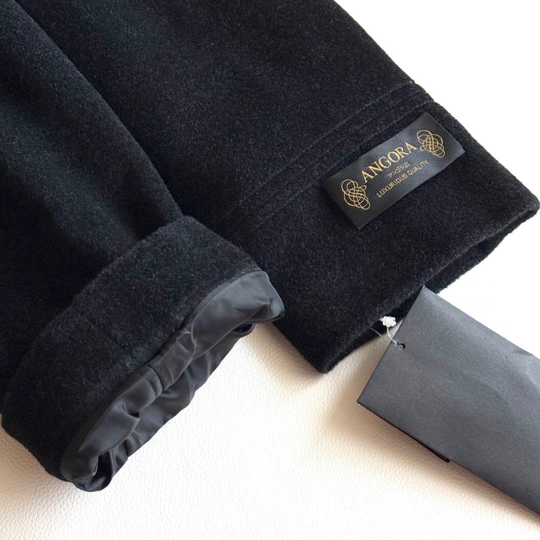 ◆美品◆ アンゴラ混 ウール シルク コート ブルーフォックスファー ブラック