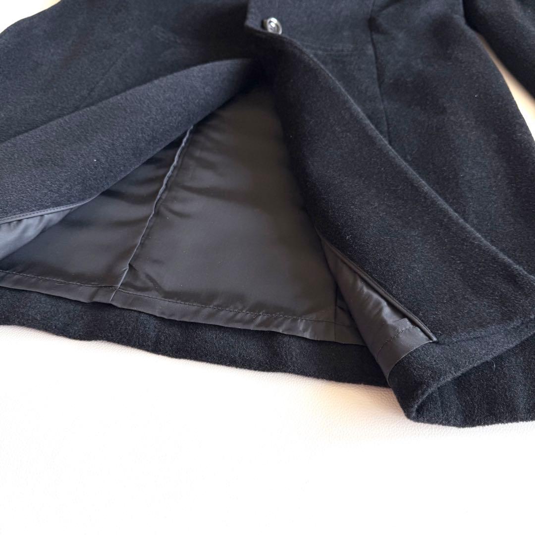 ◆美品◆ アンゴラ混 ウール シルク コート ブルーフォックスファー ブラック