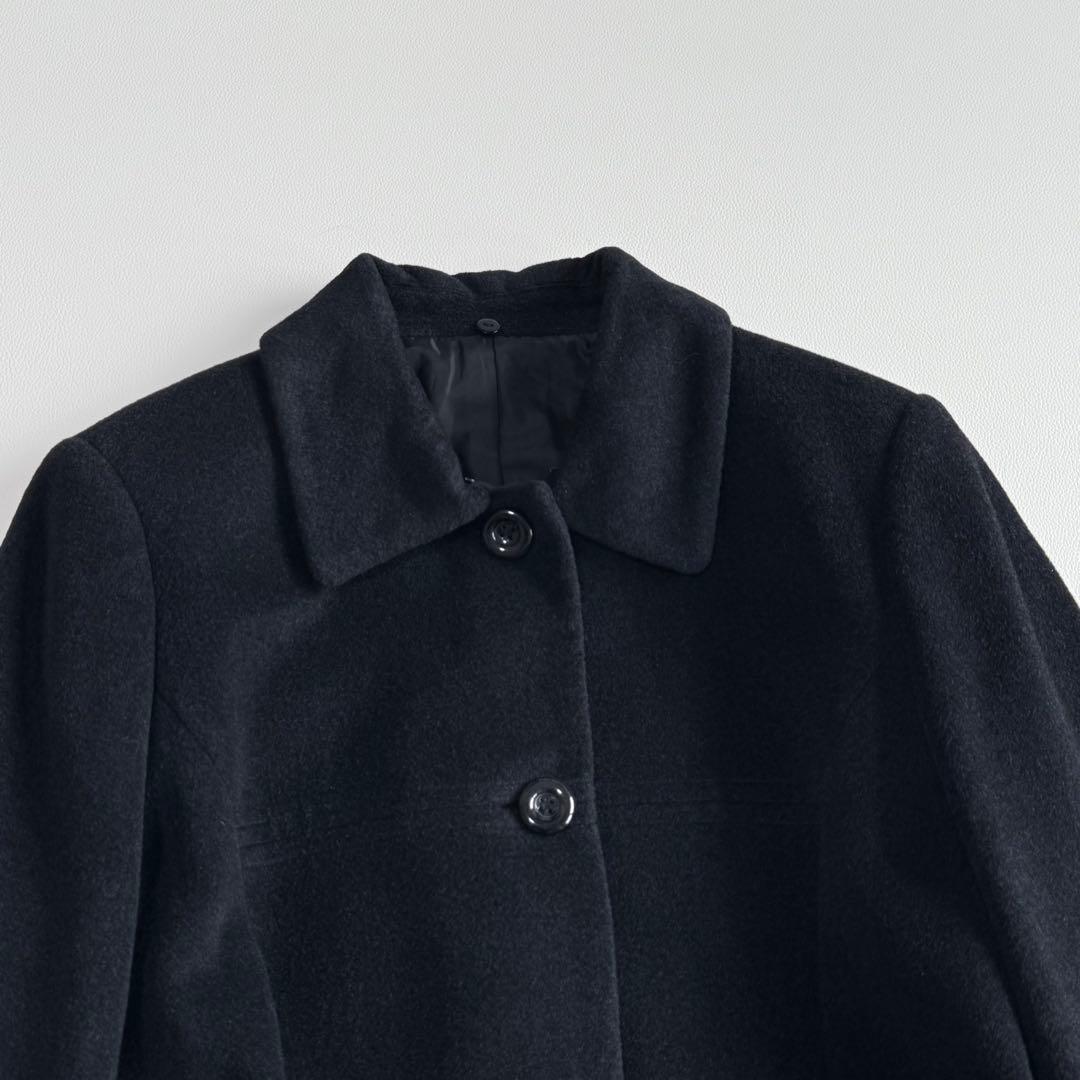 ◆美品◆ アンゴラ混 ウール シルク コート ブルーフォックスファー ブラック