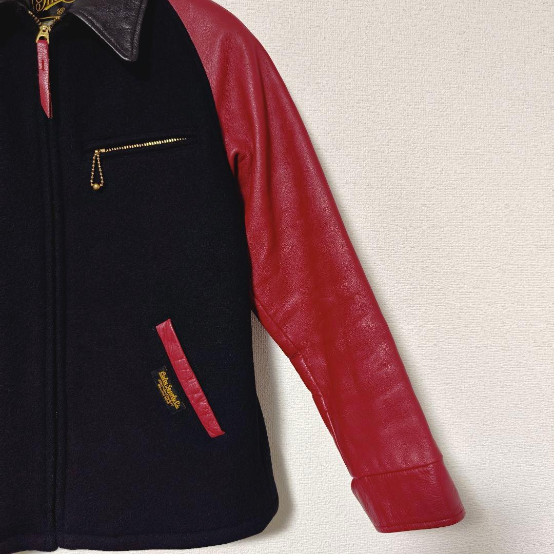 キャリー スタジャン レッド Mサイズ レザー 牛革 ウール 裏地キルティング
