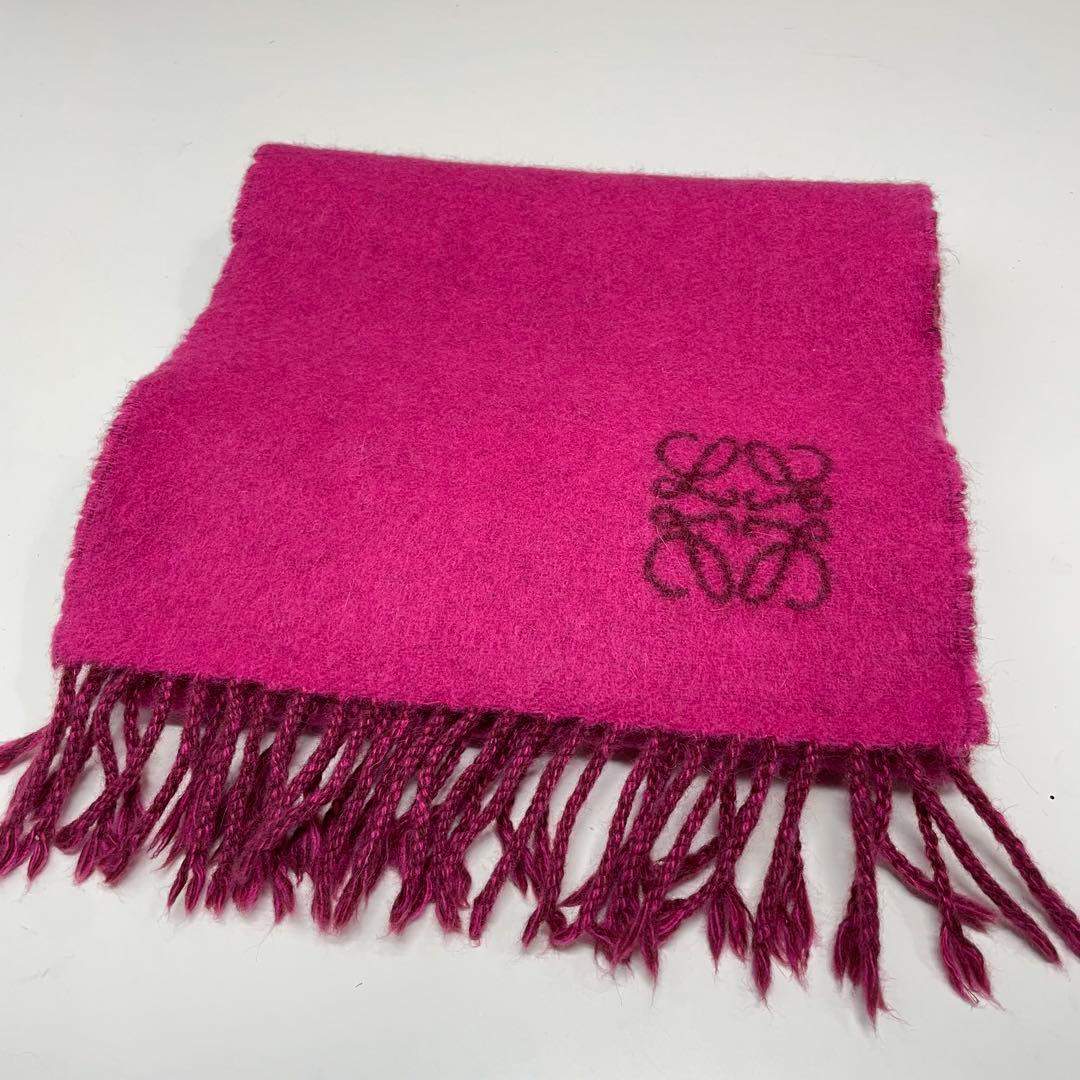 b*i様 LOEWE ロゴ　アナグラム　ウール製マフラー フリンジ付き