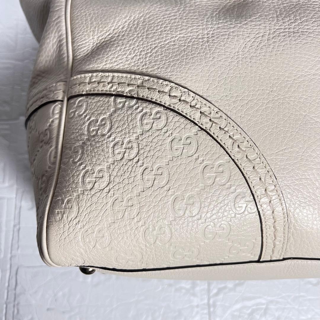 GUCCI グッチ シマトートバッグ GGレザー トートバッグ ホワイト